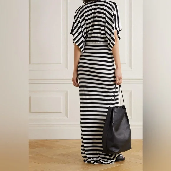 NORMA KAMALI Obie striped stretch-jersey maxi dress SZ M $179 - Picture 2 of 9